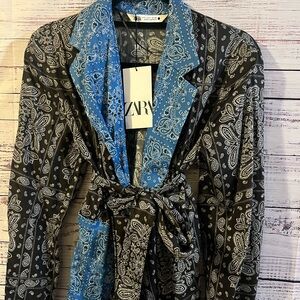 ZARA Paisley Bandana Wrap Blouse